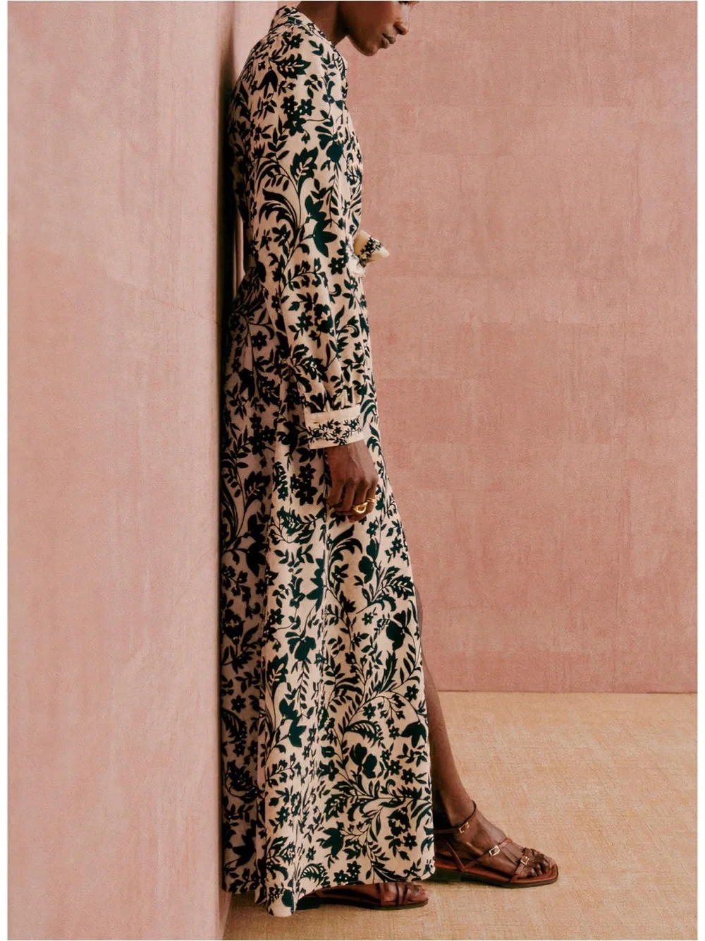 NWOT Sezane Maxi Floral Long-Sleeve Fernanda Shirt Dress - Picture 4 of 8